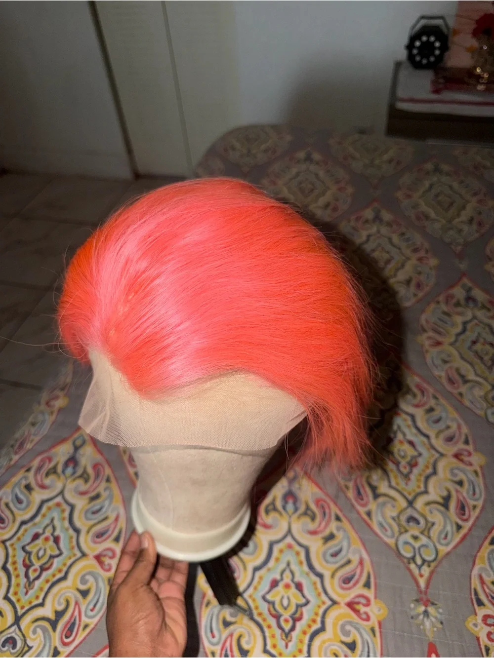 Vibrant Coral Pink Women's Hairpiece - Fashion Color